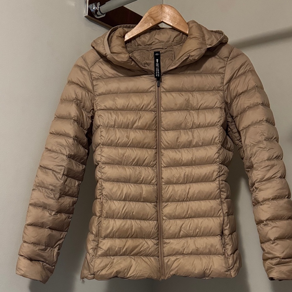 Design Lab Lord & Taylor Tan Puffer Jacket
